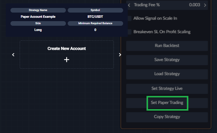 paper account creation in strategy builder