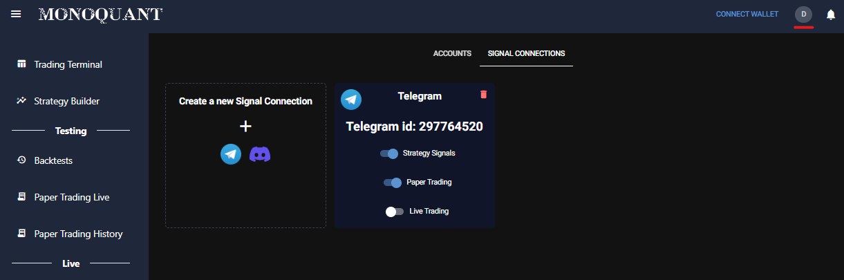 signal connections setup